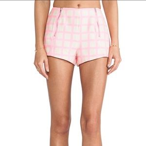 NWT J.O.A. Hot pink grid short.
